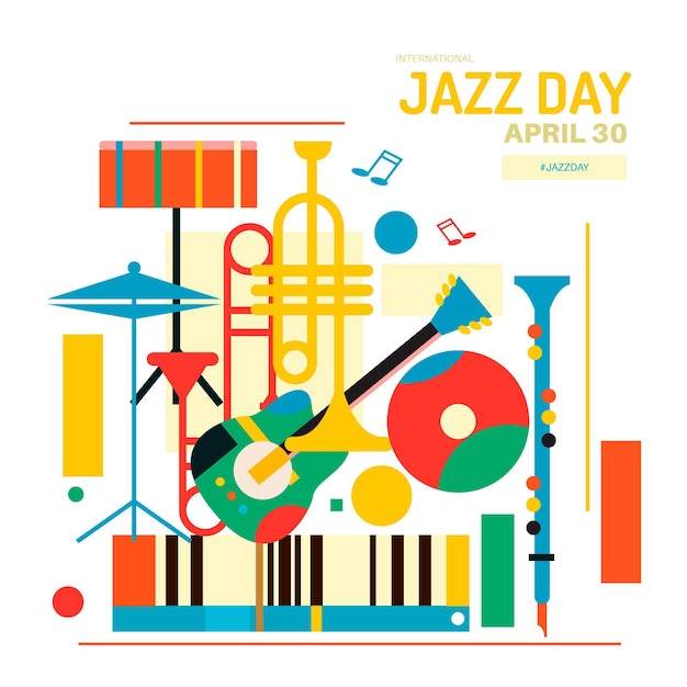 Vetor ilustração flat international jazz day