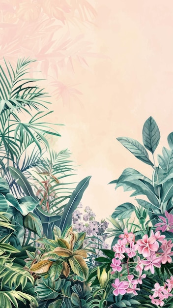 Ilustração floral botânica tropical