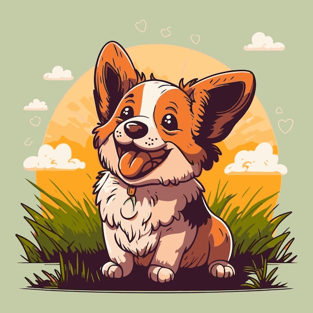 Vetor ilustração fofa de desenho animado de cachorro de estimação
