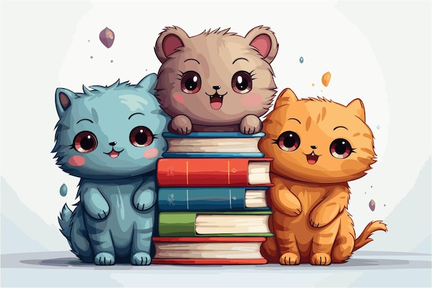 ilustração fofa de ícone de livros de desenho animado aparência kawaii aparência anime fundo branco