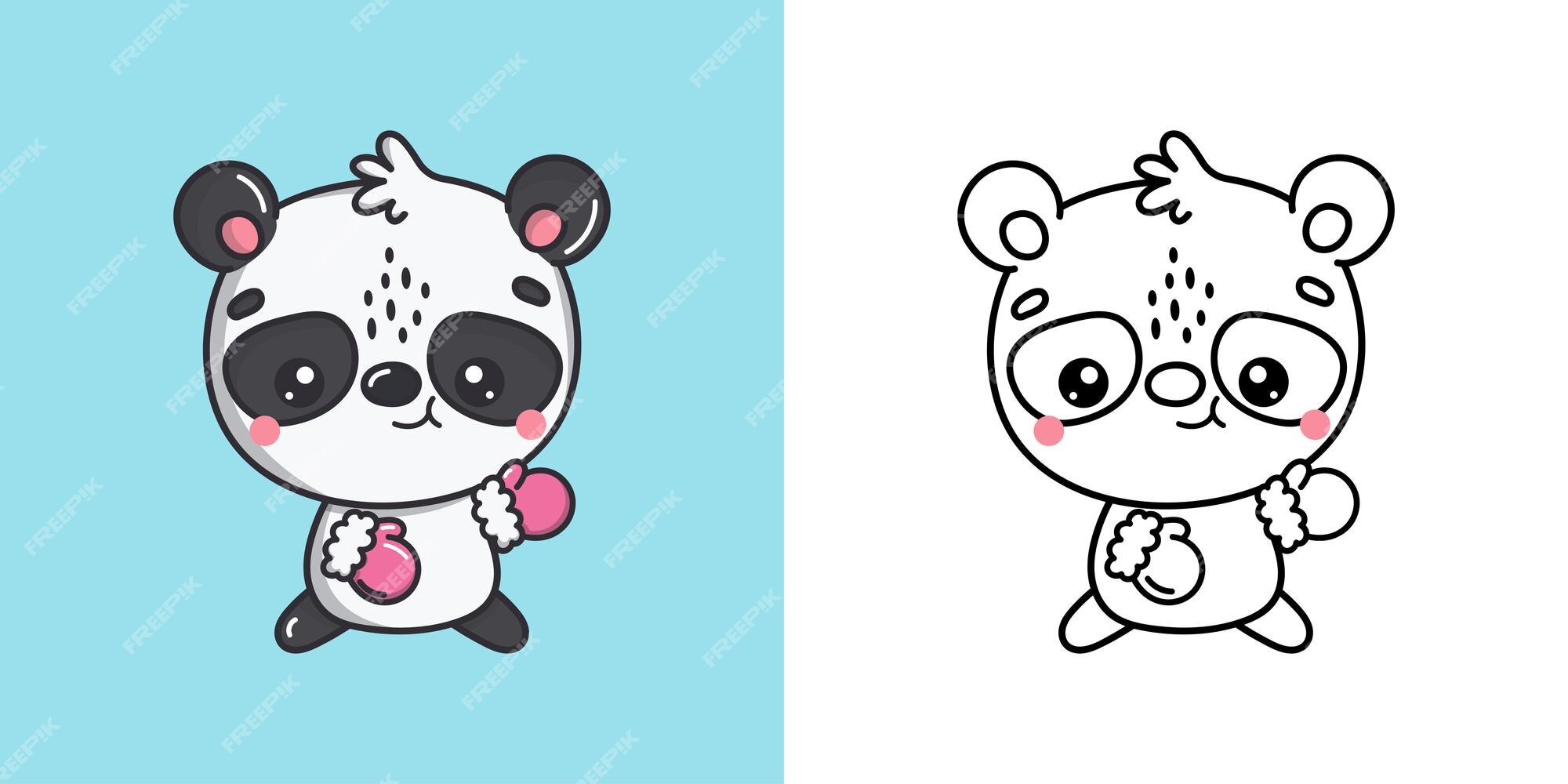 Desenhos de Adesivos de Panda Fofo para Colorir e Imprimir 