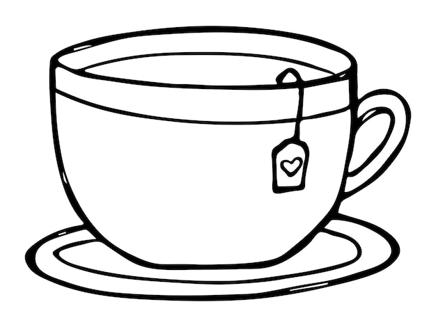 Ilustração fofa de xícara de chá clipart simples de caneca doodle aconchegante em casa