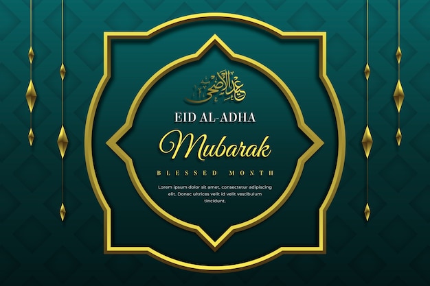 Ilustração gradiente eid al-adha com lanternas
