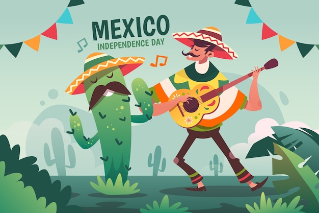 Ilustração gradiente para a celebração da independência do méxico