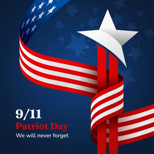 Ilustração gradiente para a celebração do Dia do Patriota de 11 de setembro