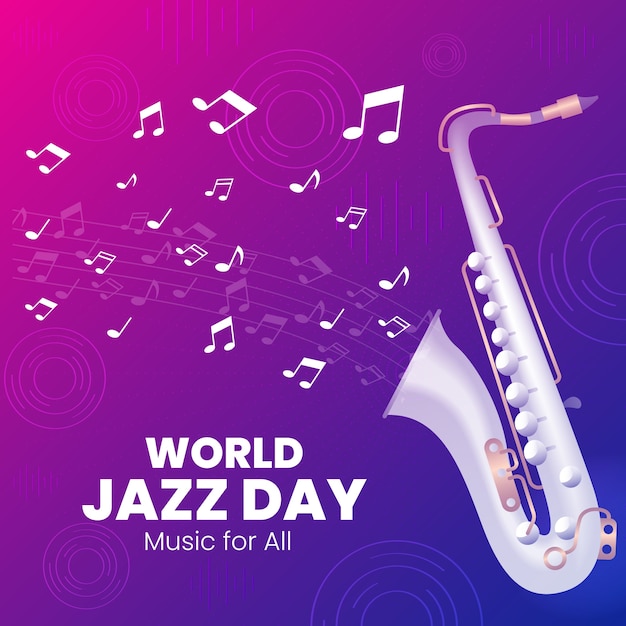 Ilustração gradiente para a celebração do Dia Mundial da Música do Jazz