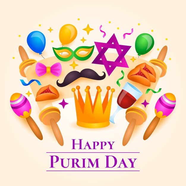Ilustração gradiente para a celebração do feriado de purim