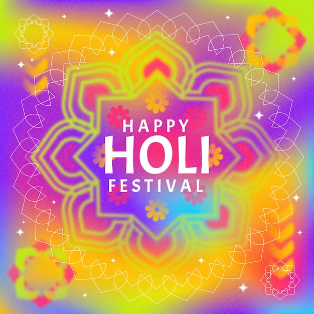 Ilustração gradiente para a celebração do festival holi.