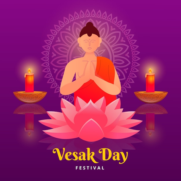 Vetor ilustração gradiente para a celebração do festival vesak