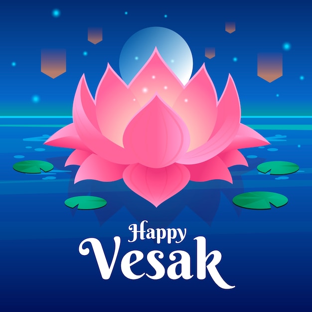 Ilustração gradiente para a celebração do festival vesak