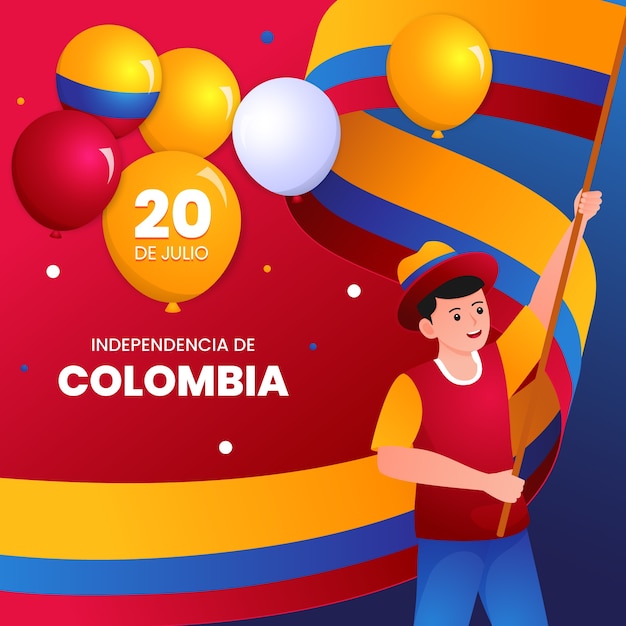 Vetor ilustração gradiente para celebração do dia da independência colombiana