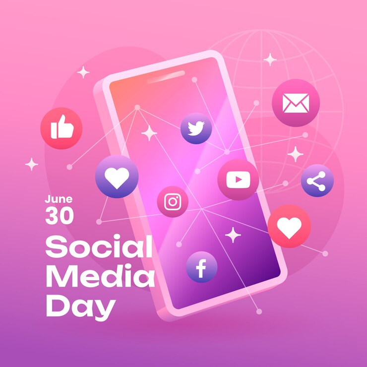 Vetor ilustração gradiente para celebração do dia de mídia social