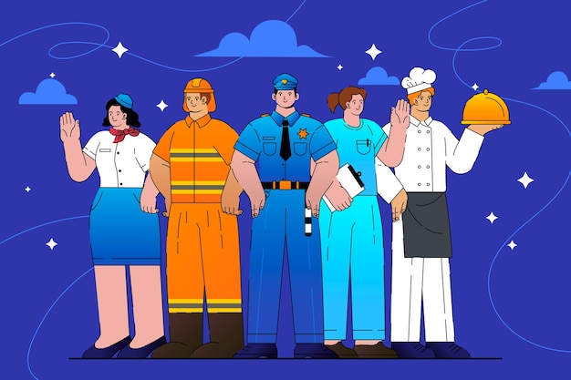 Ilustração gradiente para celebração do dia do trabalho
