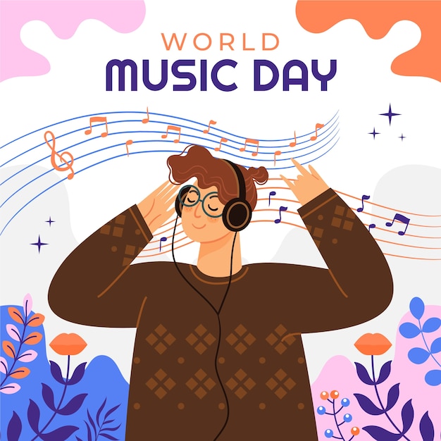 Ilustração gradiente para celebração do dia mundial da música