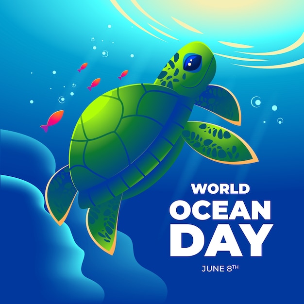 Vetor ilustração gradiente para celebração do dia mundial dos oceanos