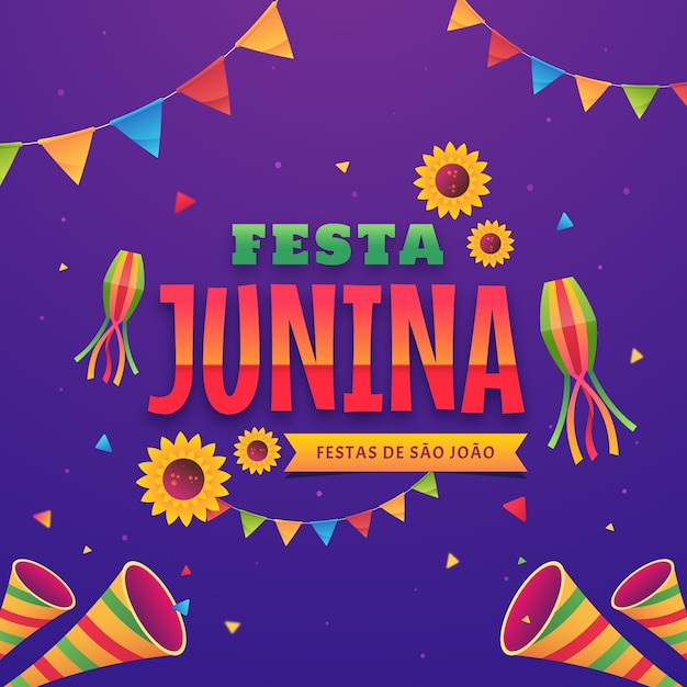 Vetor ilustração gradiente para celebrações de festas juninas brasileiras