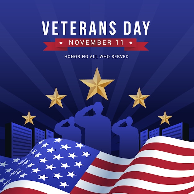 Vetor ilustração gradiente para o feriado do dia dos veteranos dos eua
