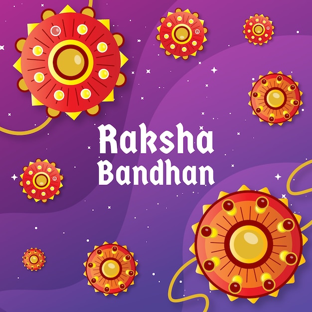 Ilustração gradiente raksha bandhan com talismãs