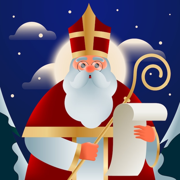 Ilustração gradiente sinterklaas com st. nicholas