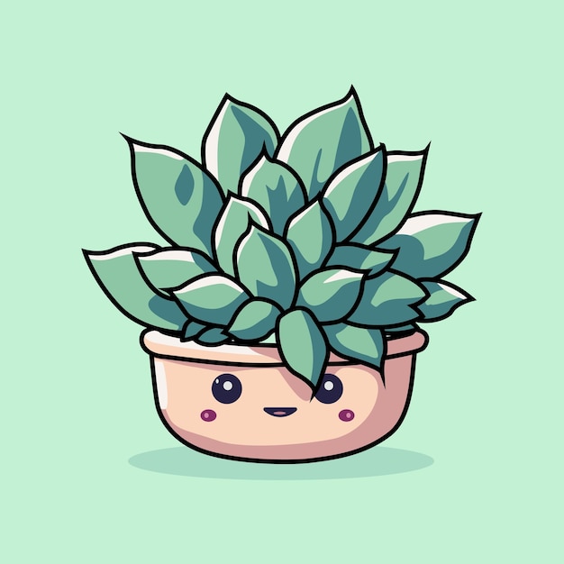 ilustração gráfica de vetor de cactus bonito kawaii
