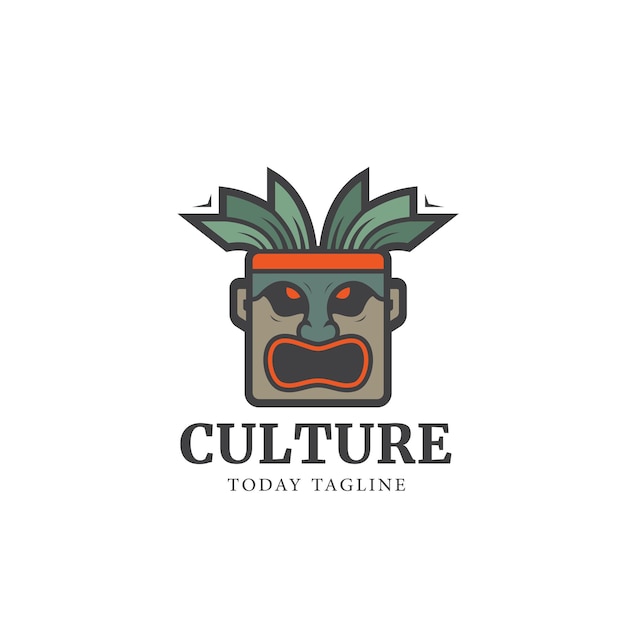 Ilustração gráfica de vetor de design de logotipo bonito de desenho de máscara tribal