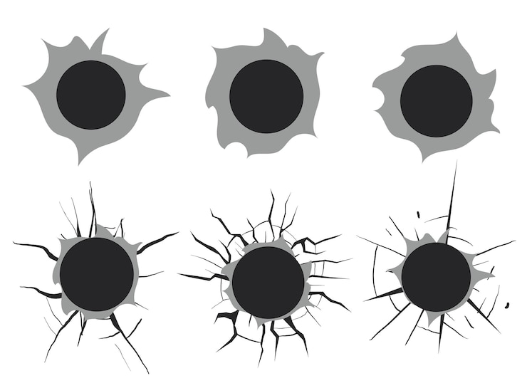 Vetor ilustração gráfica do conceito de design do alvo da arma de fenda de metal do buraco da bala