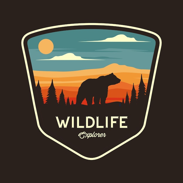 Ilustração gráfica do emblema do wildlife explorer