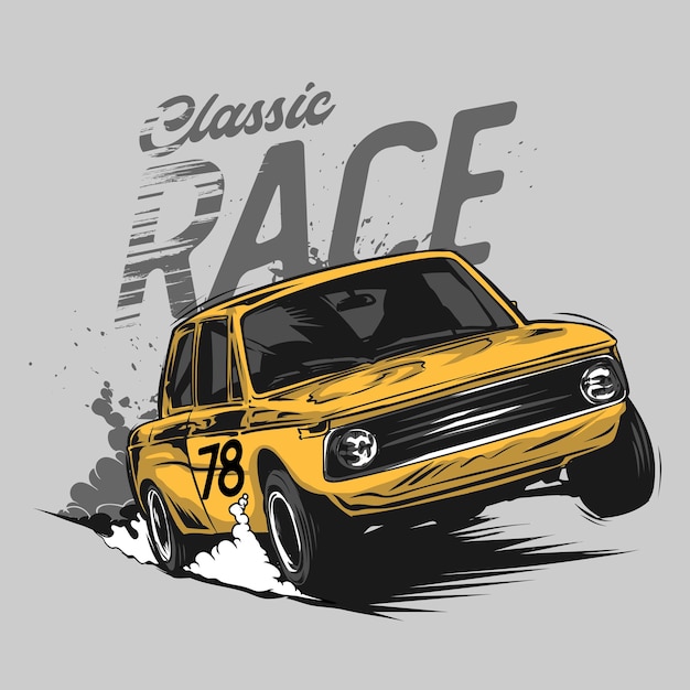 Ilustração gráfica retro race car