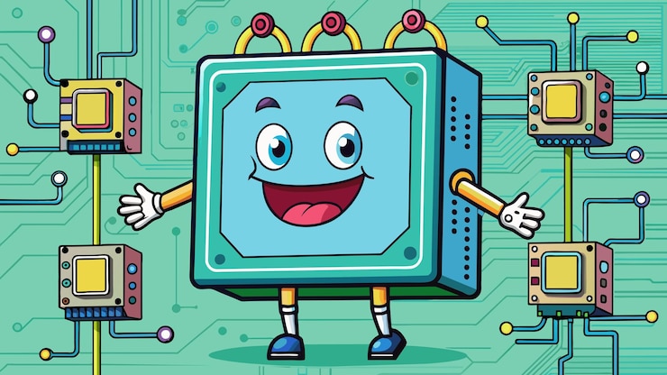 Vetor ilustração gráfica vetorial de chip de inteligência artificial formato de arquivo de origem eps escala sem perdas ic