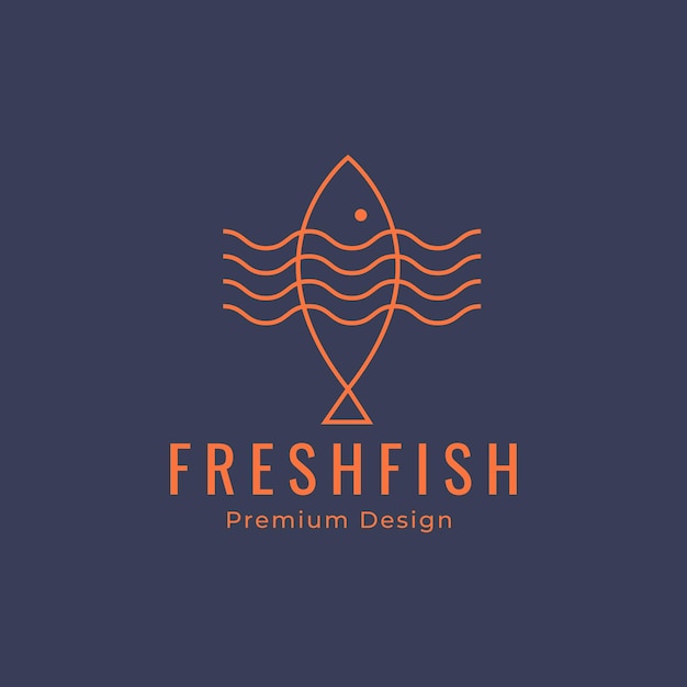 Ilustração gráfica vetorial de design de logotipo mínimo de peixe fresco
