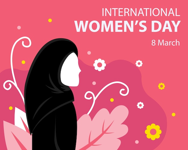 Ilustração gráfica vetorial de menina muçulmana de hijab preto perfeita para o dia internacional