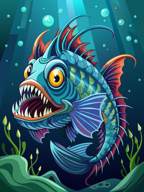 ilustração gráfica vetorial de peixes de mar profundo formato de arquivo de origem EPS desenho de ícone de escala sem perdas