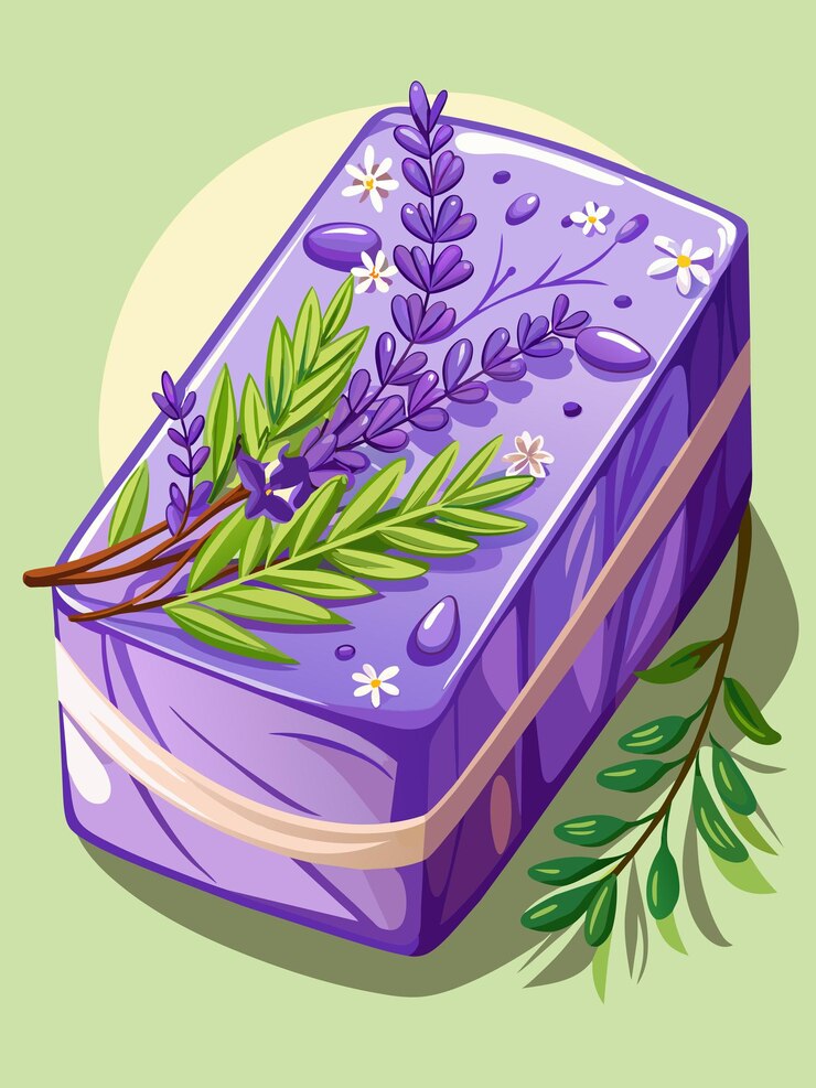 Vetor ilustração gráfica vetorial de sabão de lavanda formato de arquivo de origem eps desenho de ícone de escala sem perdas