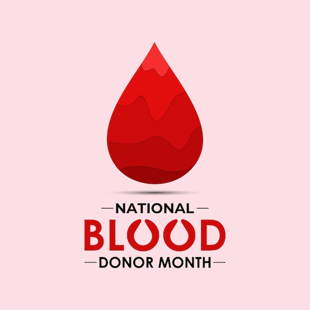 Ilustração gráfica vetorial do design do cartaz do Mês Nacional do Doador de Sangue Saco de Sangue Dropper vermelho
