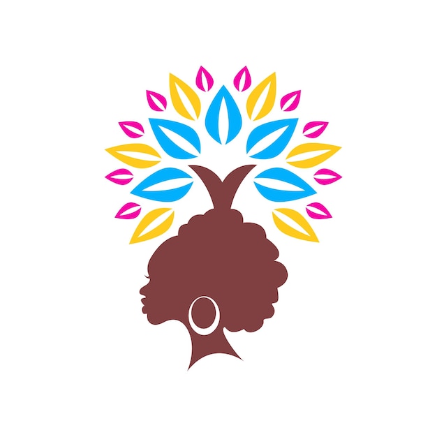 Vetor ilustração gráfica vetorial do logotipo feminino africano