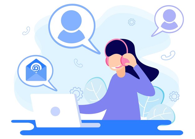 Ilustração gráfica vetorial personagem de desenho animado contato conosco