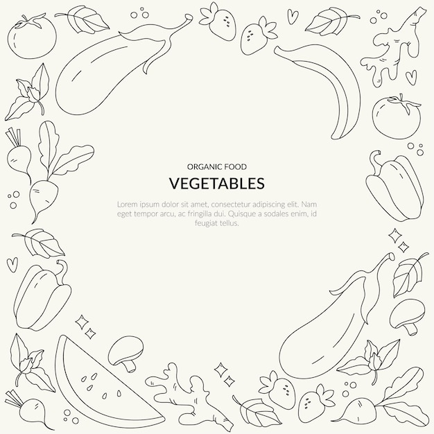 Vetor ilustração gráfica vetorial quadro de legumes e frutas