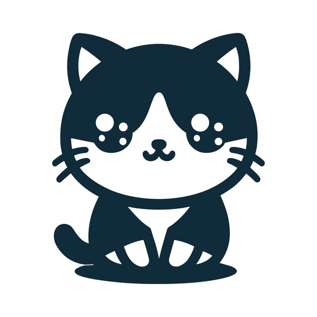 Vetor ilustração gratuita de ícone vetorial de desenho animado de gato bonito sentado