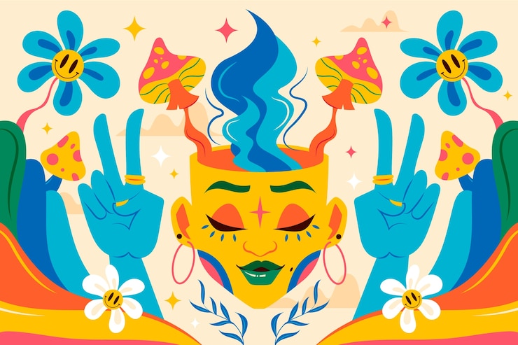 Vetor ilustração groovy em design plano.