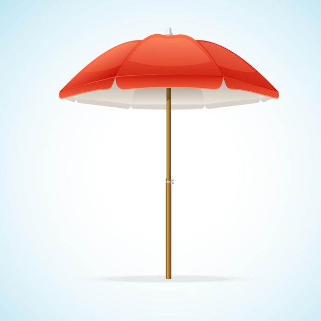 Ilustração Guarda-chuva de praia vermelho isolado no fundo.