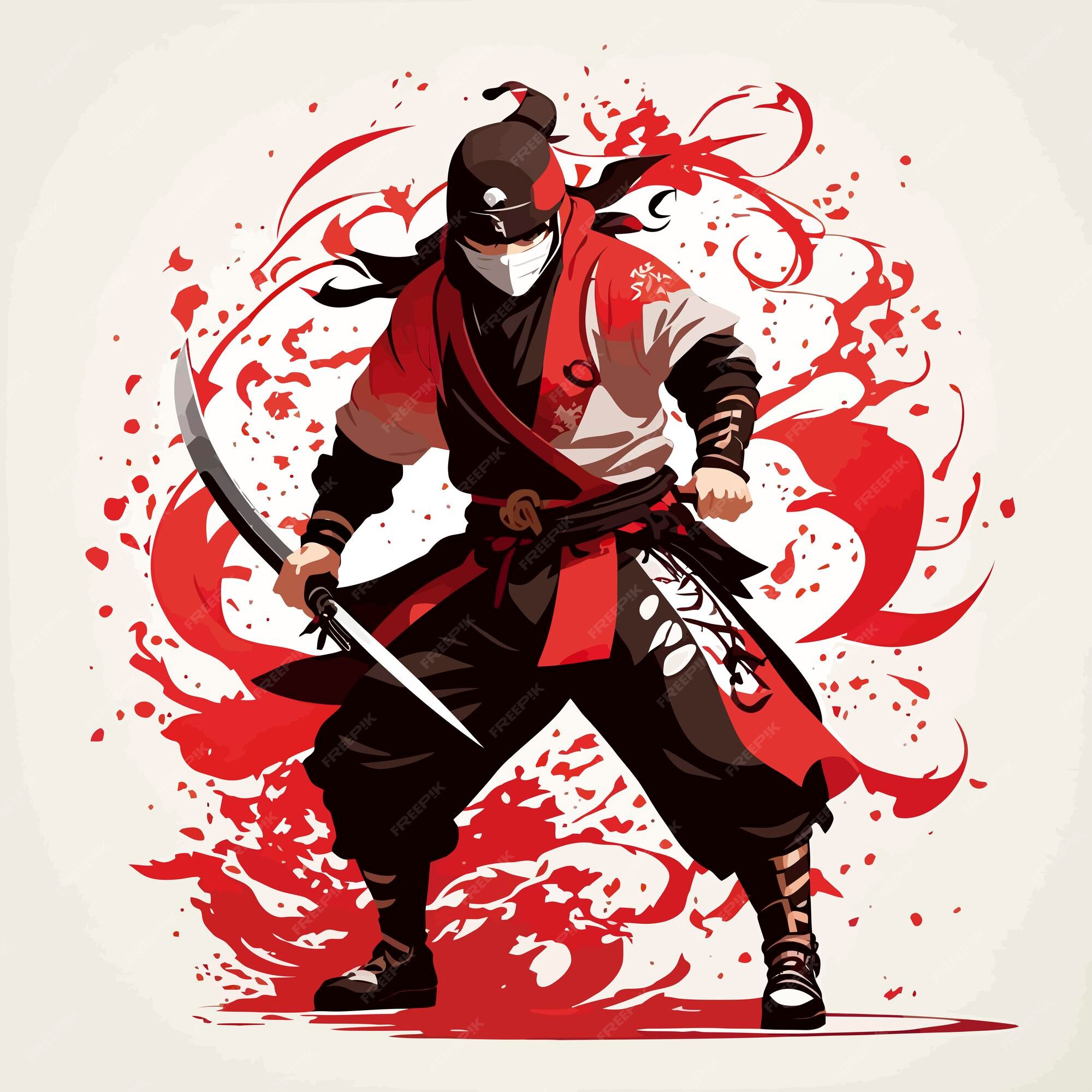 personagem de desenho animado do guerreiro ninja japonês. 4903195 Vetor no  Vecteezy