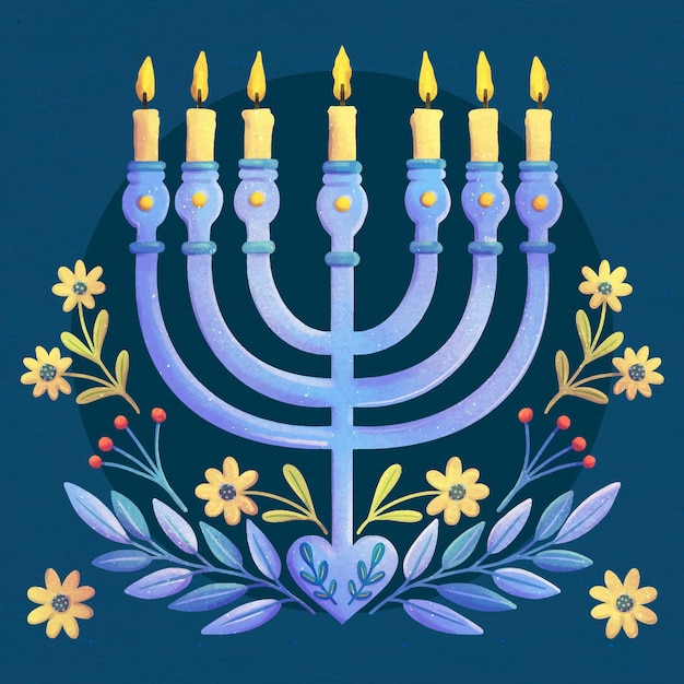 Vetor ilustração hanukkah em aquarela