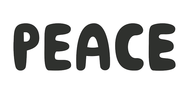 Ilustração hippie boho vetorial plana letras de paz retrô desenhadas à mão