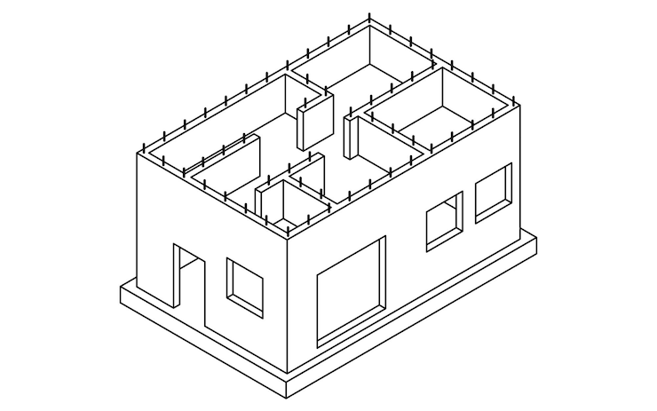Vetor ilustração ilustrativa da estrutura do edifício ilustração isométrica de concreto armado rc