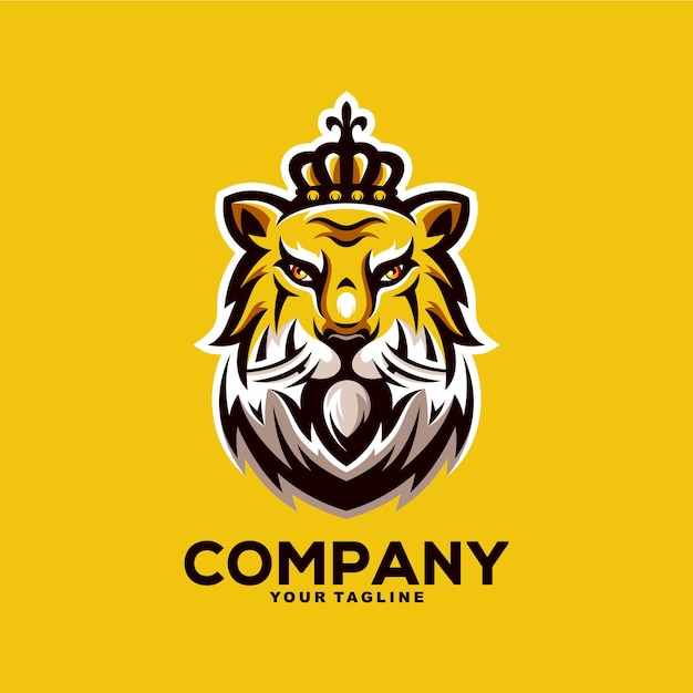 Vetor ilustração incrível do design do logotipo do mascote do rei tigre