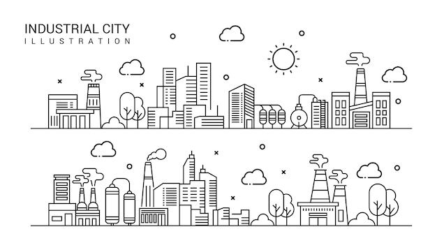 Ilustração industrial em estilo de linha fina