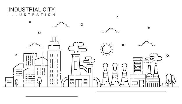 Ilustração industrial em estilo de linha fina