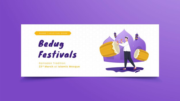 Ilustração islâmica do festival bedug do ramadã no modelo de banner