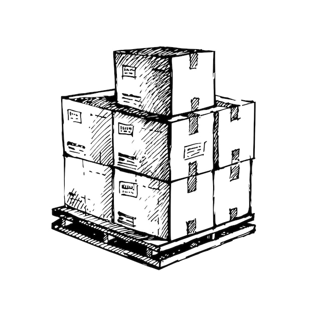 Ilustração isolada de vetores logísticos desenhada à mão