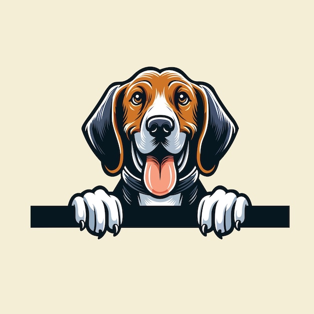 Vetor ilustração isolada do rosto de um cão coonhound espiando